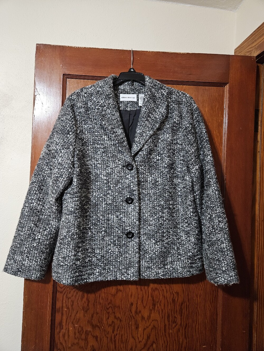 Alfred Dunner Gray Black White Button-down Coat Jacket Size 14